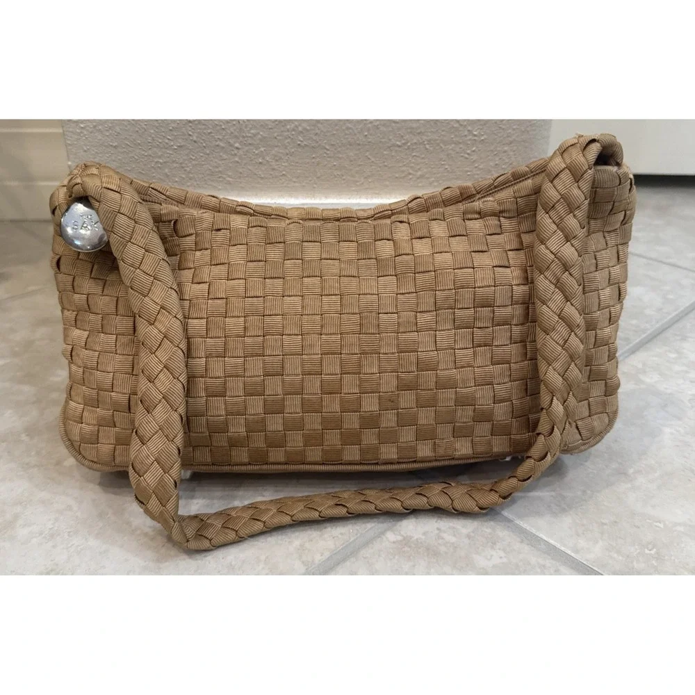 The Sak Shoulder Bag Brown Beige Woven Purse Charm Viscose Staple‎ Yarn *See